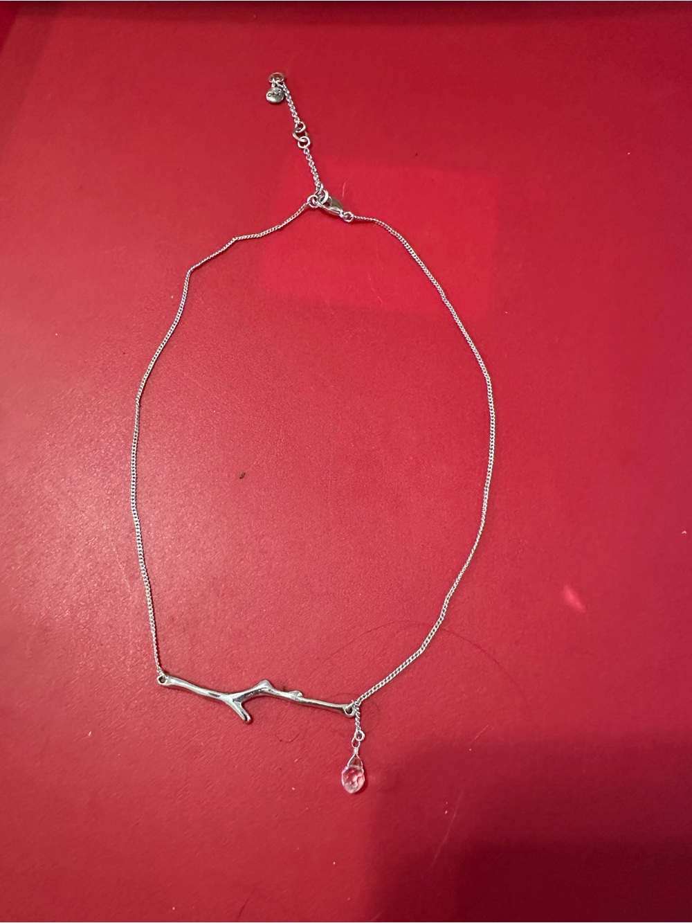 Chloe + Isabel Silver Tone Branch and Crystal Charm Necklace NWOT